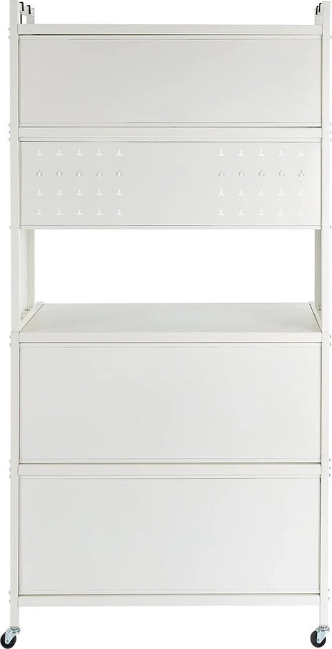 Keukenkast - Organizer - Voor magnetron - Met wielen - Incl hangrekken - 80x40x162,5 (LxBxH) - Handig voor in de keueken