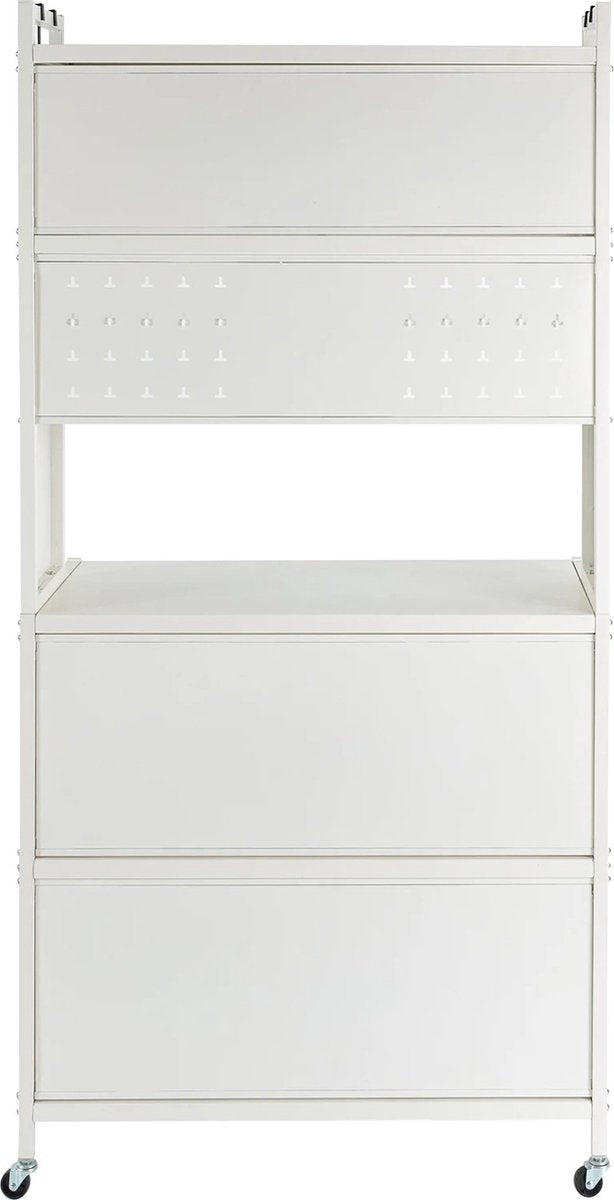 Keukenkast - Organizer - Voor magnetron - Met wielen - Incl hangrekken - 80x40x162,5 (LxBxH) - Handig voor in de keueken