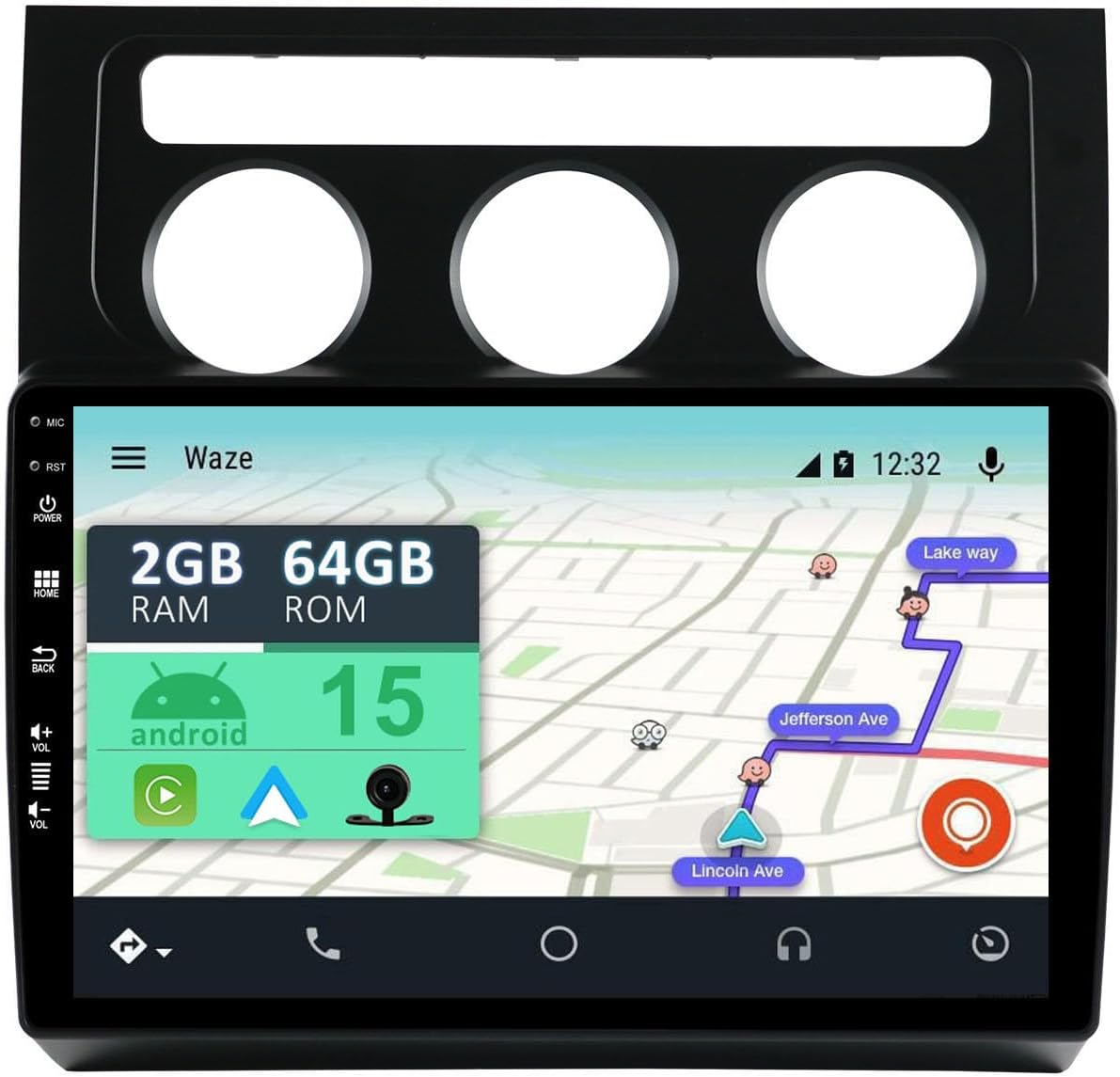 Android 15 2 Din Radio Navigatie voor VW Touran 2003-2010: [Ingebouwde CarPlay/Android Auto/GPS]-10.1 Duim IPS Touch screen-DAB/Bluetooth 5.0/Stuurbediening/MirrorLink/WiFi/4G