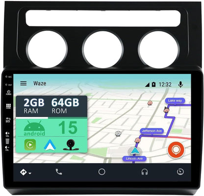 Android 15 2 Din Radio Navigatie voor VW Touran 2003-2010: [Ingebouwde CarPlay/Android Auto/GPS]-10.1 Duim IPS Touch screen-DAB/Bluetooth 5.0/Stuurbediening/MirrorLink/WiFi/4G