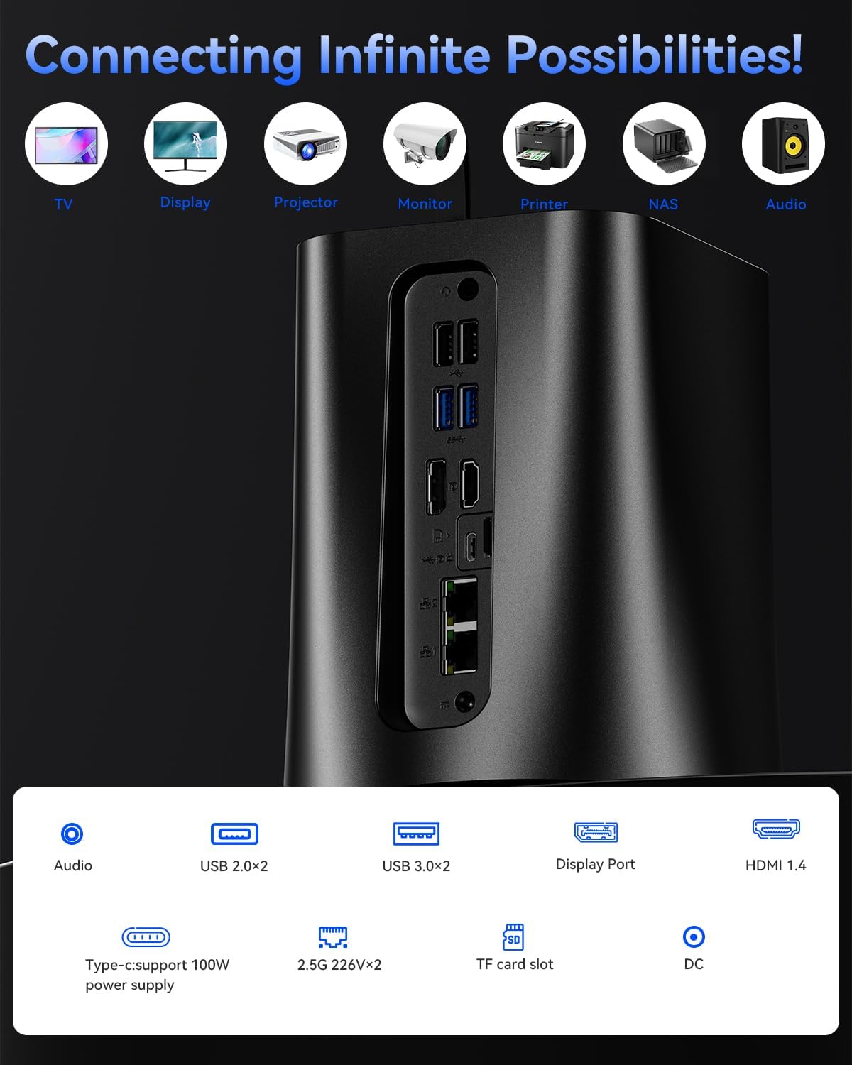 AOOSTAR R7 2 Bay Desktop NAS Mini PC, NAS Server Ryzen 7 5825U No RAM No SSD, 2*3.5" SATA Memory (up to 2*22TB), 2*M.2 NVMe slots, 4K HDMI, 2*2.5G, WiFi6, Network Attached Storage - QUORE