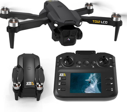 Opvouwbare Drone met Camera, Drones met LCD-schermtransmissie, Headless-modus, 90° Elektrische Aanpassing, RC Quadcopter voor Volwassenen, TD12LCD Drone voor Beginners