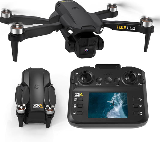 Opvouwbare Drone met Camera, Drones met LCD-schermtransmissie, Headless-modus, 90° Elektrische Aanpassing, RC Quadcopter voor Volwassenen, TD12LCD Drone voor Beginners