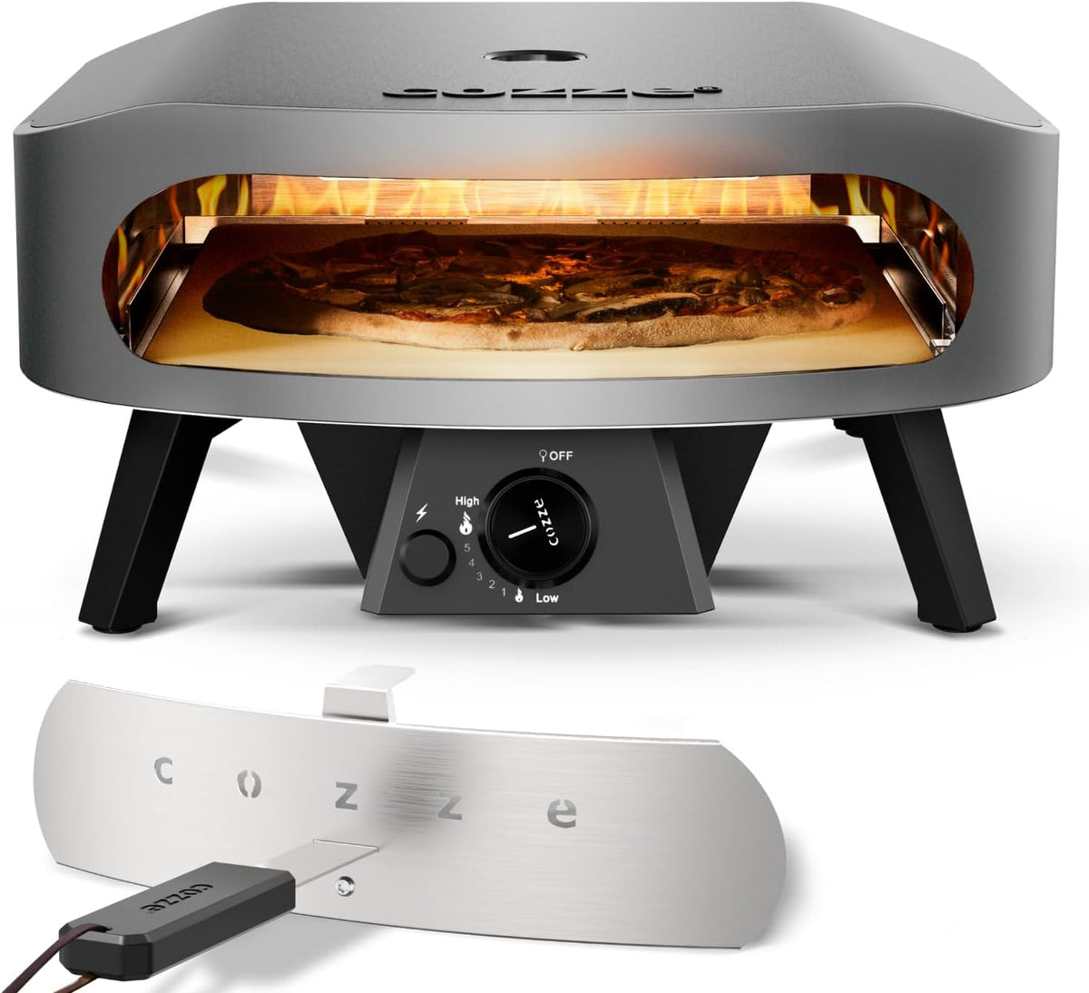 Cozze® | 17" CLASSIC Pizzaoven Gas 30mbar | Inclusief Cordierite Pizzasteen | Automatische Ontsteking | Thermometer | Grote Capaciteit