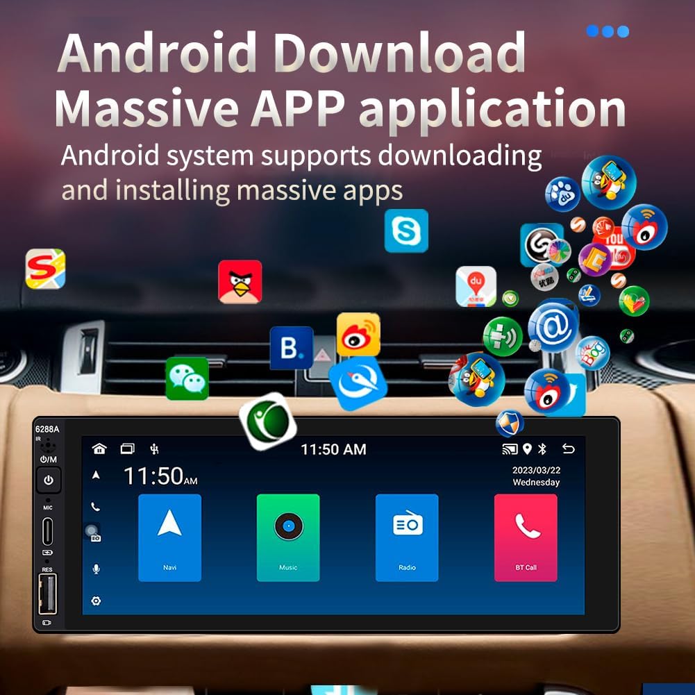 Android autoradio voor Audi A1 8X 8X1 8XK 8XF 2010-2018 met draadloze Carplay en Android auto, 6,9 inch touchscreen, auto stereo display speler radio met GPS/WiFi/Bluetooth/SWC/FM RDS/MirrorLink