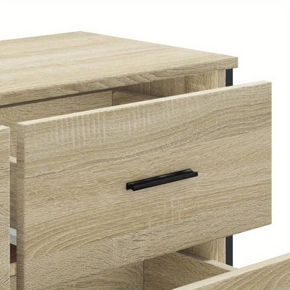 Easy Assembly Modern Dresser - 4-Drawer Storage Cabinet with, Beige Oak Finish, Sturdy Legs - Space-Saving Organizer for Bedroom, Living Room, Office - Engineered Wood Construction (91x35.5x74.5cm) - Ideal for Small Apartment