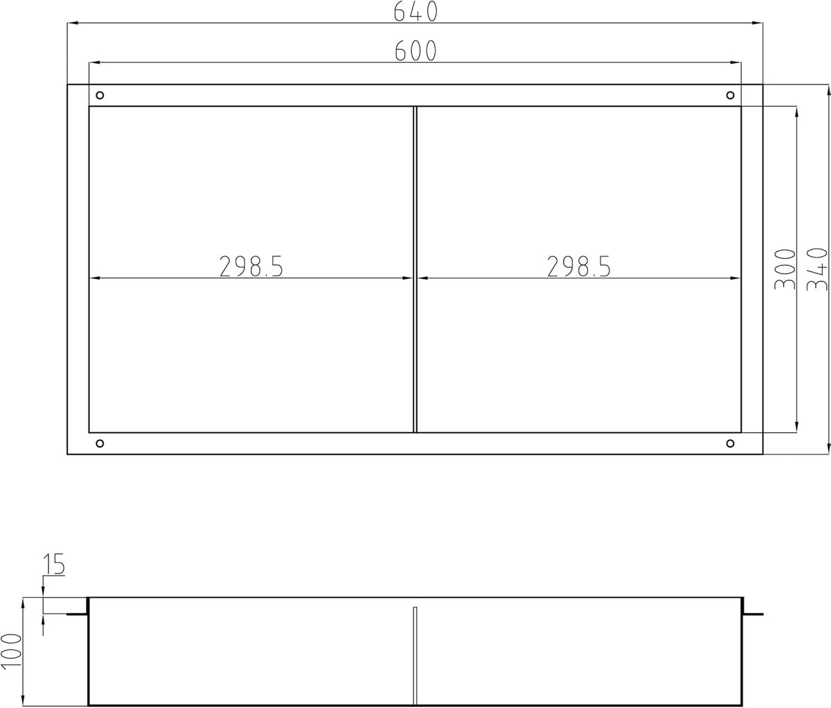 Badkamernis van rvs BERNSTEIN NT306010X randloos met planchet - 30 x 60 x 10 cm (B x H x D) - selecteerbare kleur, Kleur:zwart