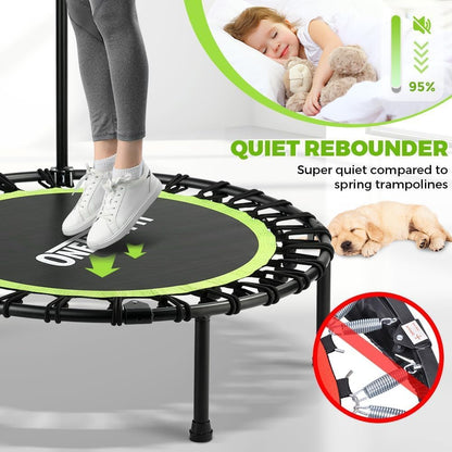ONETWOFIT Opvouwbare trampoline, trampoline, trampoline, voor volwassenen, 40/42"/45 cm, stabiele en stille trainingstrampoline met duurzame bungees voor persoonlijke indoor tuintraining
