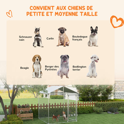 Hondenkennel – Hondenren – Dierenkennel – Hondenkooi – Buitenren – Met Dak – Vergrendelbare Deur – Verzinkt Staal – 200x200x237 cm