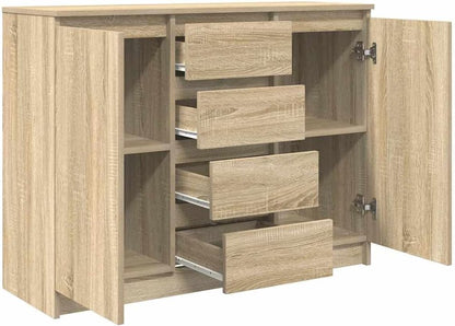 Sideboard – Opbergmeubel – Dressoirkast – Hal kast – Buffetkast – Rook Eiken – Duurzaam Bewerk Hout – Compact Formaat 100,5x35x76 cm