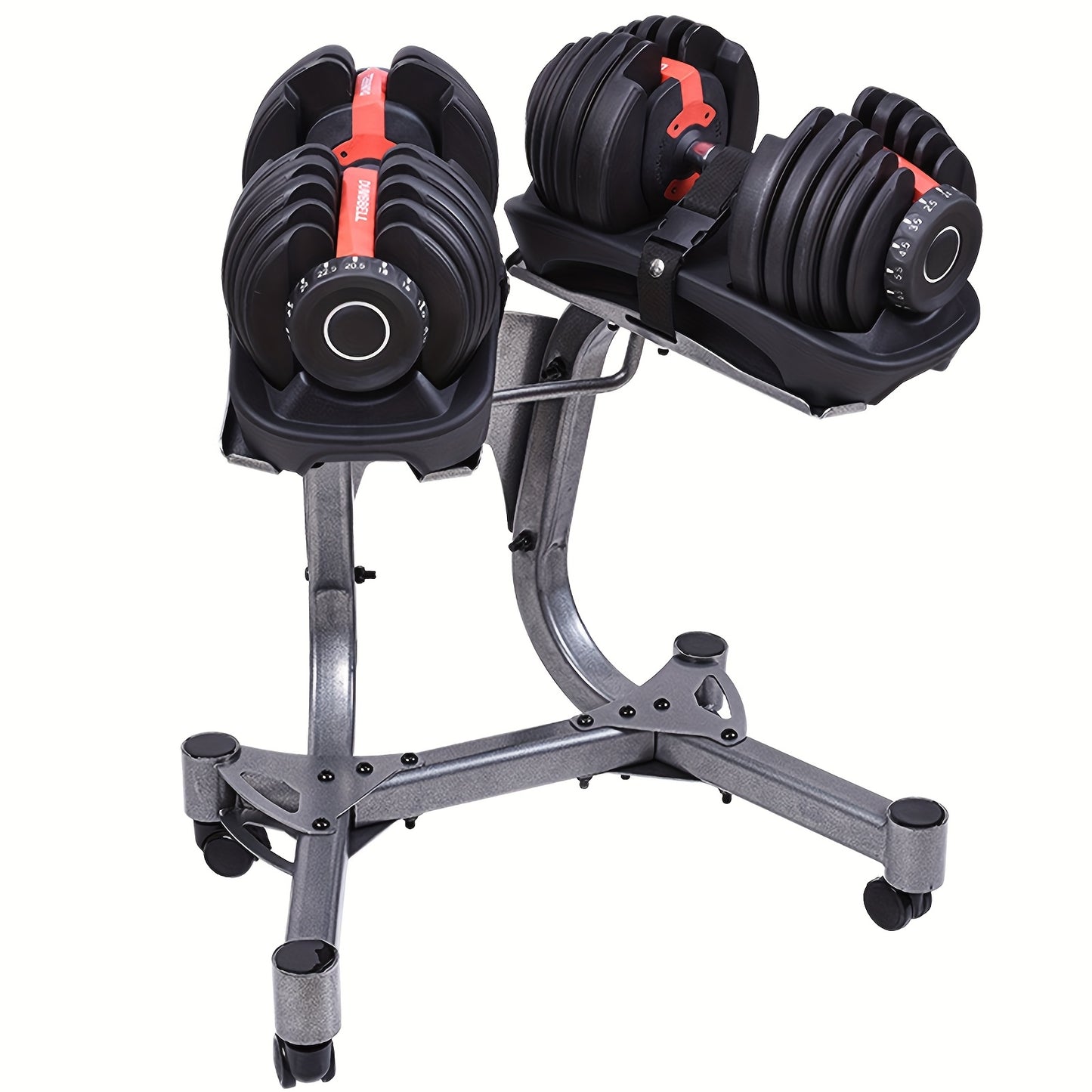 Adjustable Dumbbell Rack with Casters, Maximum Load Capacity 100kg/220 Lbs Dumbbells, Suitable for Home Gym