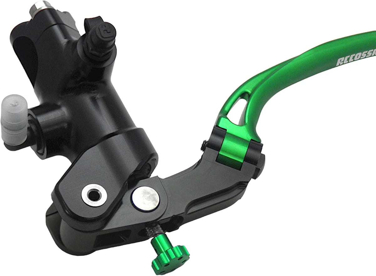 Gesmede koppelingspomp 16 x 18 met lichaamspomp, zwart geanodiseerd, lang, groen (knop + hendel) voor Ducati Scrambler Mach 2.0 van 2018 tot 2018, CC 800