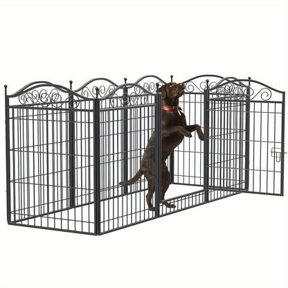 Hondenren – Hekken – Puppyren – Dierenren – Tuinren – 8 Panelen Metalen Hondenren 190x63x80 cm – Robuust Staal – Geschikt Binnen en Buiten