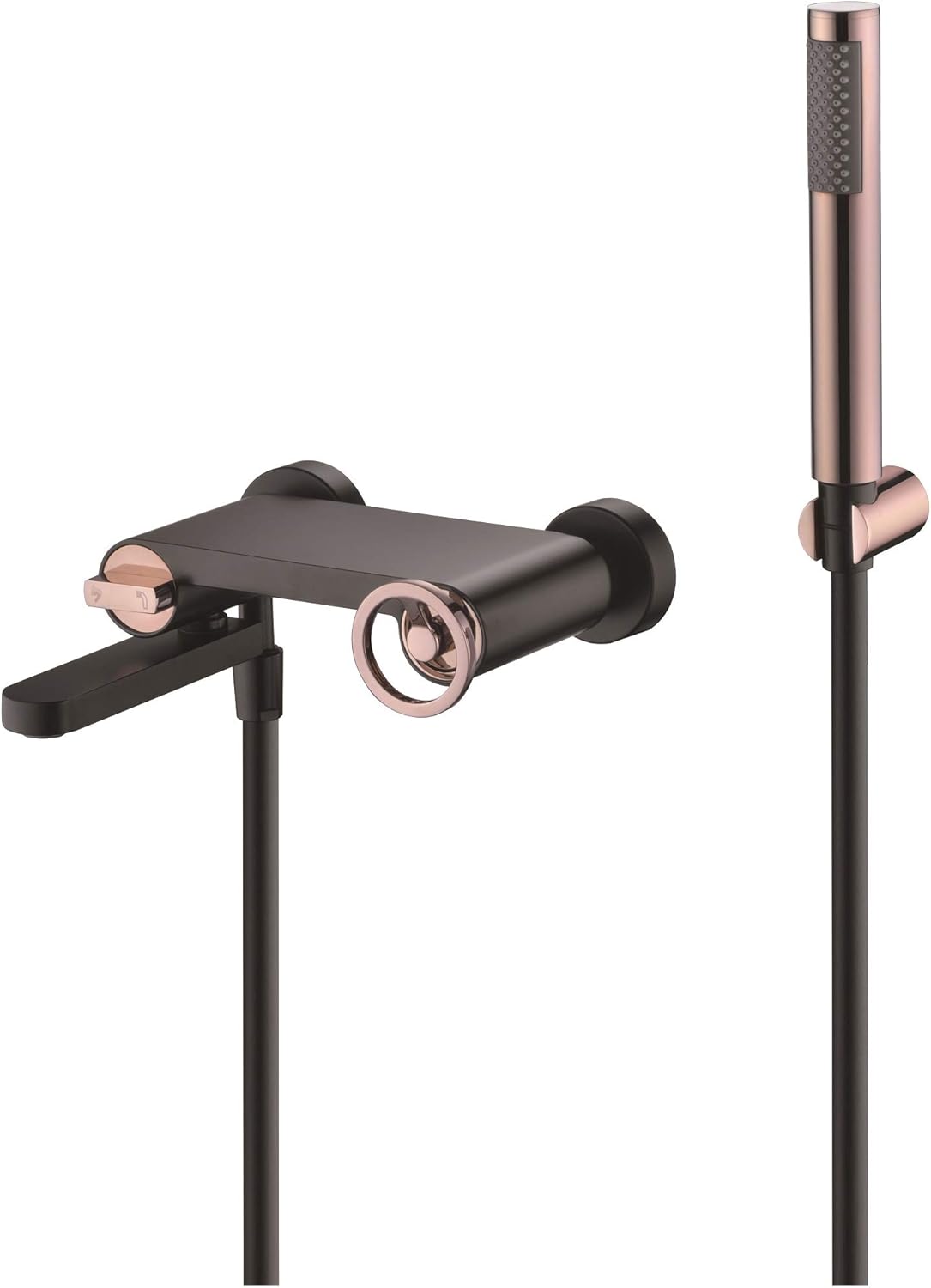 Douche Set – Douchekraan – Douchekop – Douche Armatuur – Douche Garnituur – Mat Zwart Met Gouden Accenten – Keramische Hendel – 6 ATM Waterdruk