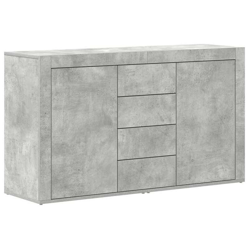 Sidetable – Dressoir – Opbergkast – Wandmeubel – Kastje – Betonlook Grijs – Hardhout – Ruime Lades – Eenvoudige Montage