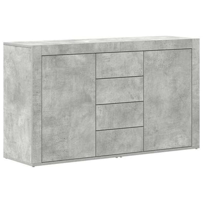 Sidetable – Dressoir – Opbergkast – Wandmeubel – Kastje – Betonlook Grijs – Hardhout – Ruime Lades – Eenvoudige Montage