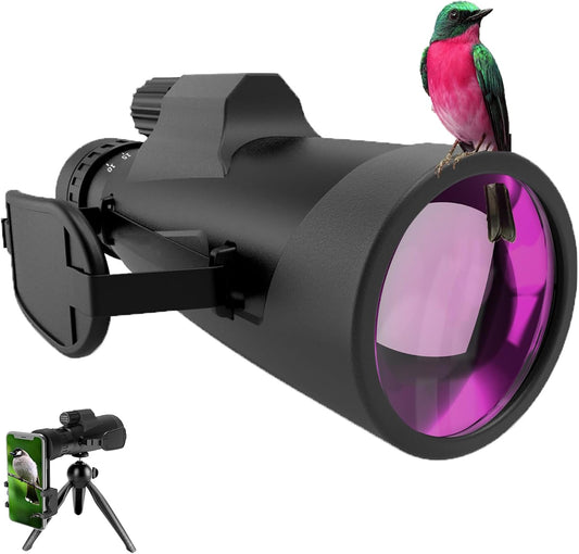 Monoculair 10-30x Zoom monoculaire ED-lens, 50 mm oculair BAK4 HD IPX7 monoculaire verrekijker met smartphone-adapter en statief voor concerten, voetbalwedstrijden (verrekijker, monoculair groot)