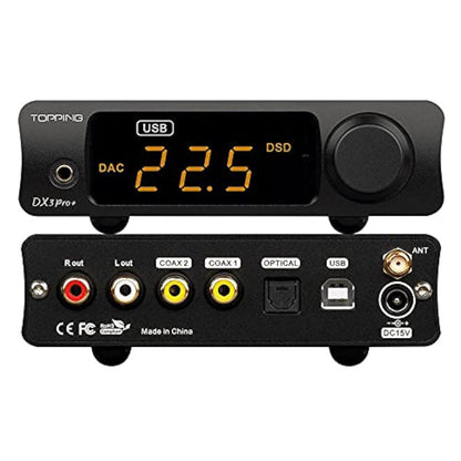 Topping DX3 Pro+ ES9038Q2M Bluetooth 5.0 LDAC Audio Decoder DSD512 DAC AMP NFCA Hoofdtelefoon Versterker Pre Versterker (zwart)