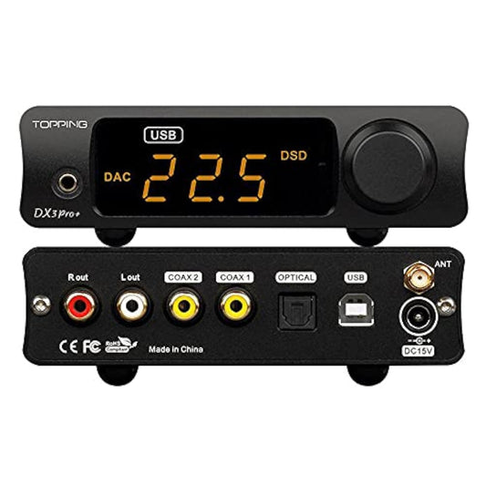 Topping DX3 Pro+ ES9038Q2M Bluetooth 5.0 LDAC Audio Decoder DSD512 DAC AMP NFCA Hoofdtelefoon Versterker Pre Versterker (zwart)