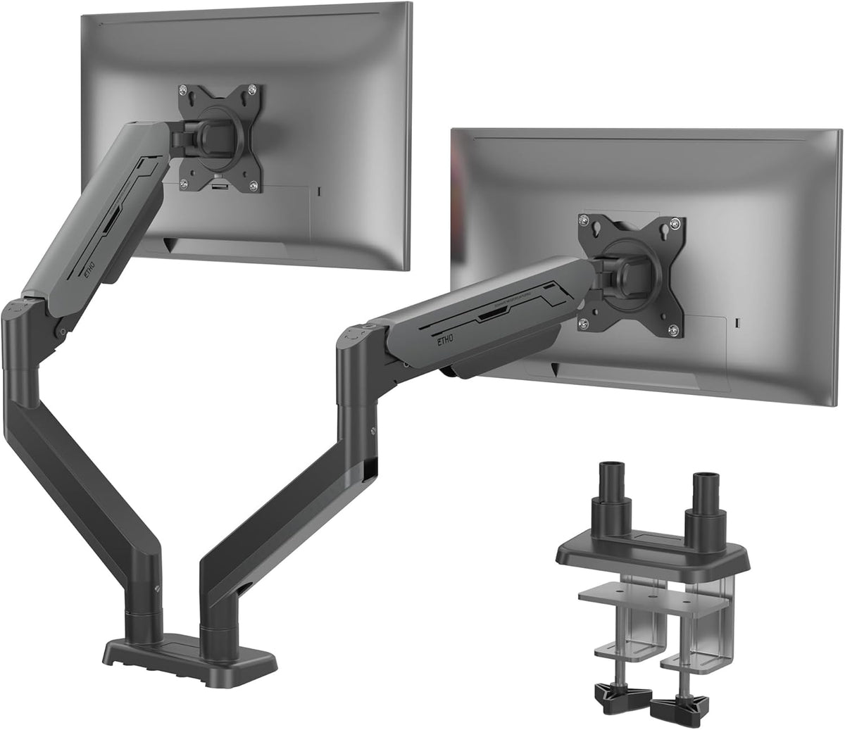 Dubbele monitorarm – Monitorhouder – Monitorbeugel – Monitorstandaard – Monitorsteun – Gasveerverstelling – Voor 17-38 Inch Tot 12 Kg – Donkergrijs