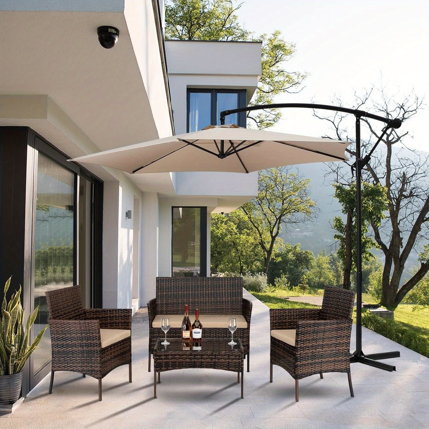 Tuinset – Loungeset – Zitgroep – Bistroset – Tuinmeubelen – PE-Rattan & Stalen Frame – Comfortabele Kussens & Weerbestendig