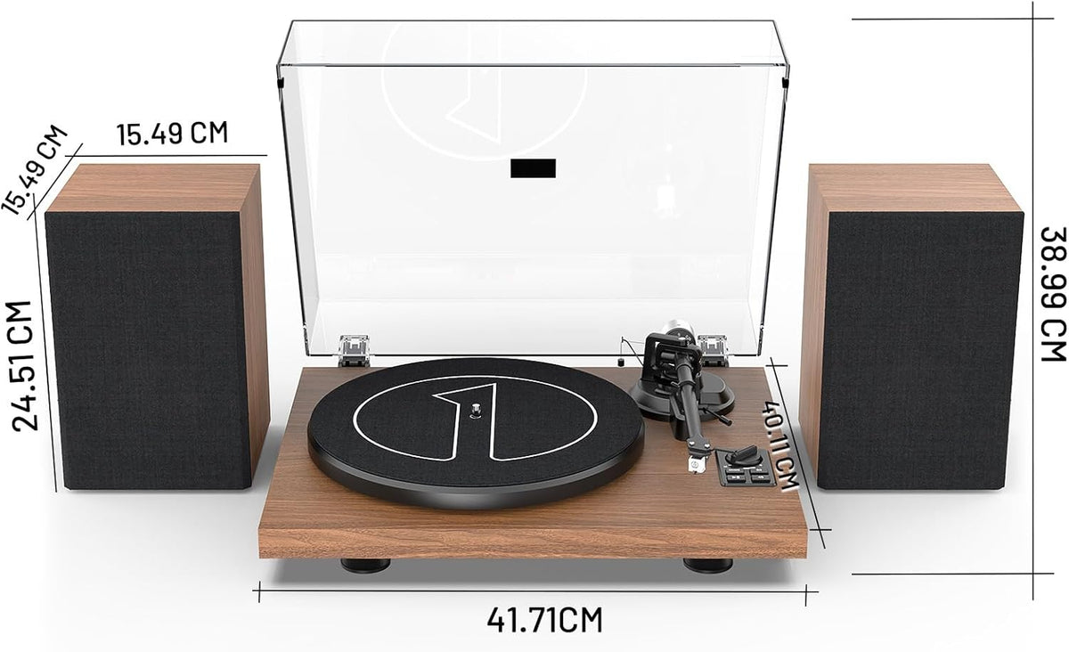 HiFi Platenspeler met Luidsprekers – Draaitafel – Vinylspeler – LP Speler – All-In-One Platenspeler – Bluetooth Streaming – USB Digitalisering