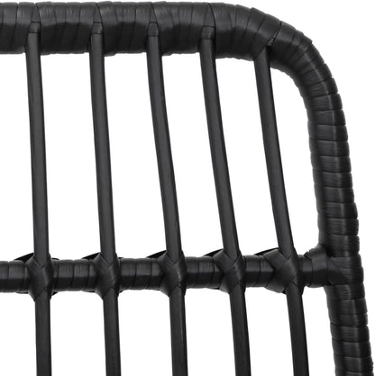 Tidyard Set of 3 for Dining Room, Garden, Outdoor, Poly Rattan, Black, Steel, Glass, Table Set and 2 Dining Chairs for Garden, Outdoor, Outdoor Patio - QUORE