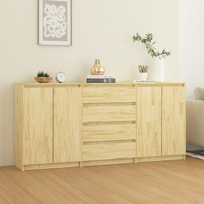 Tidyard 3pcs side cabinets sideboard cabinet side cabinet multi-function cabinet standing cabinet solid pine - QUORE