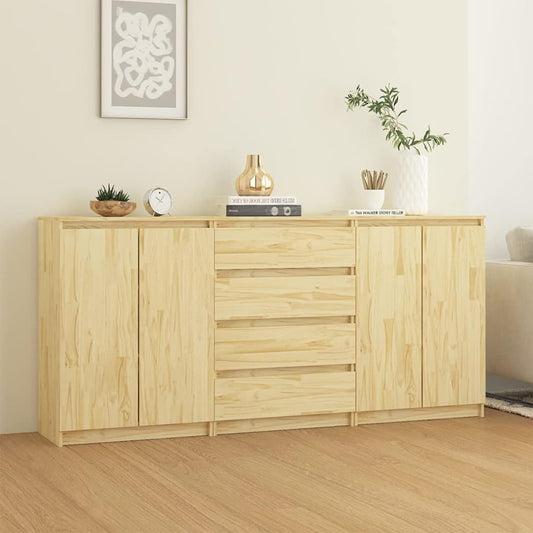 Tidyard 3pcs side cabinets sideboard cabinet side cabinet multi-function cabinet standing cabinet solid pine - QUORE