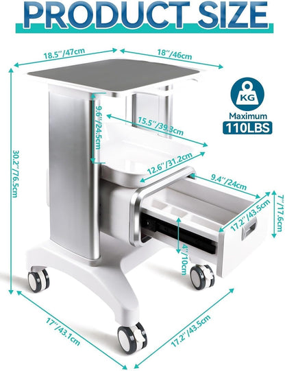 Medische Trolley – Mobiele Winkelwagen – Rolwagen – Medische Kar – Opbergtrolley – Compact Formaat 68x44x44 cm – Met 4 Stille Wielen en 6 Ladevakken