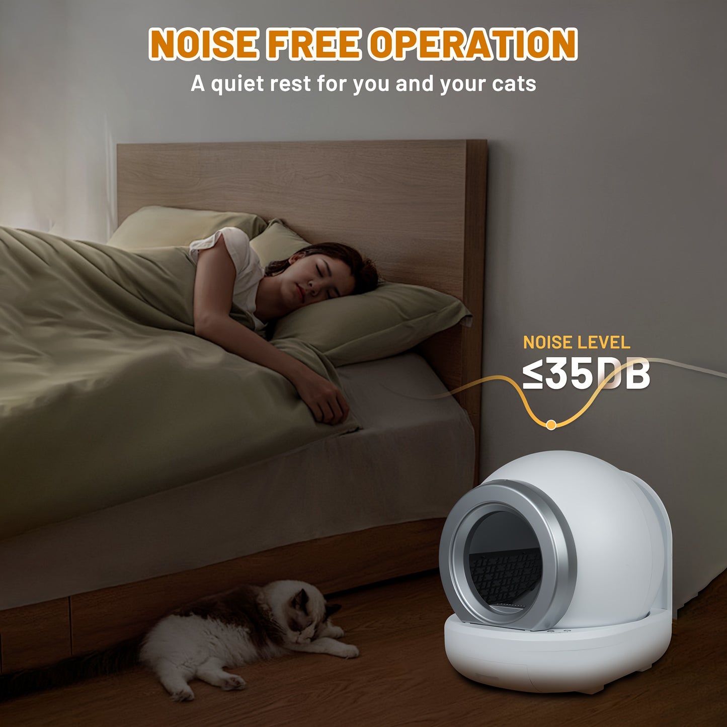 Zelfreinigende Kattenbak – Automatische Kattenbak – Elektrische Kattenbak – Kattenbak Met App – Grote Kattenbak – 65L Capaciteit – Infraroodsensor & Laag Instap 8cm
