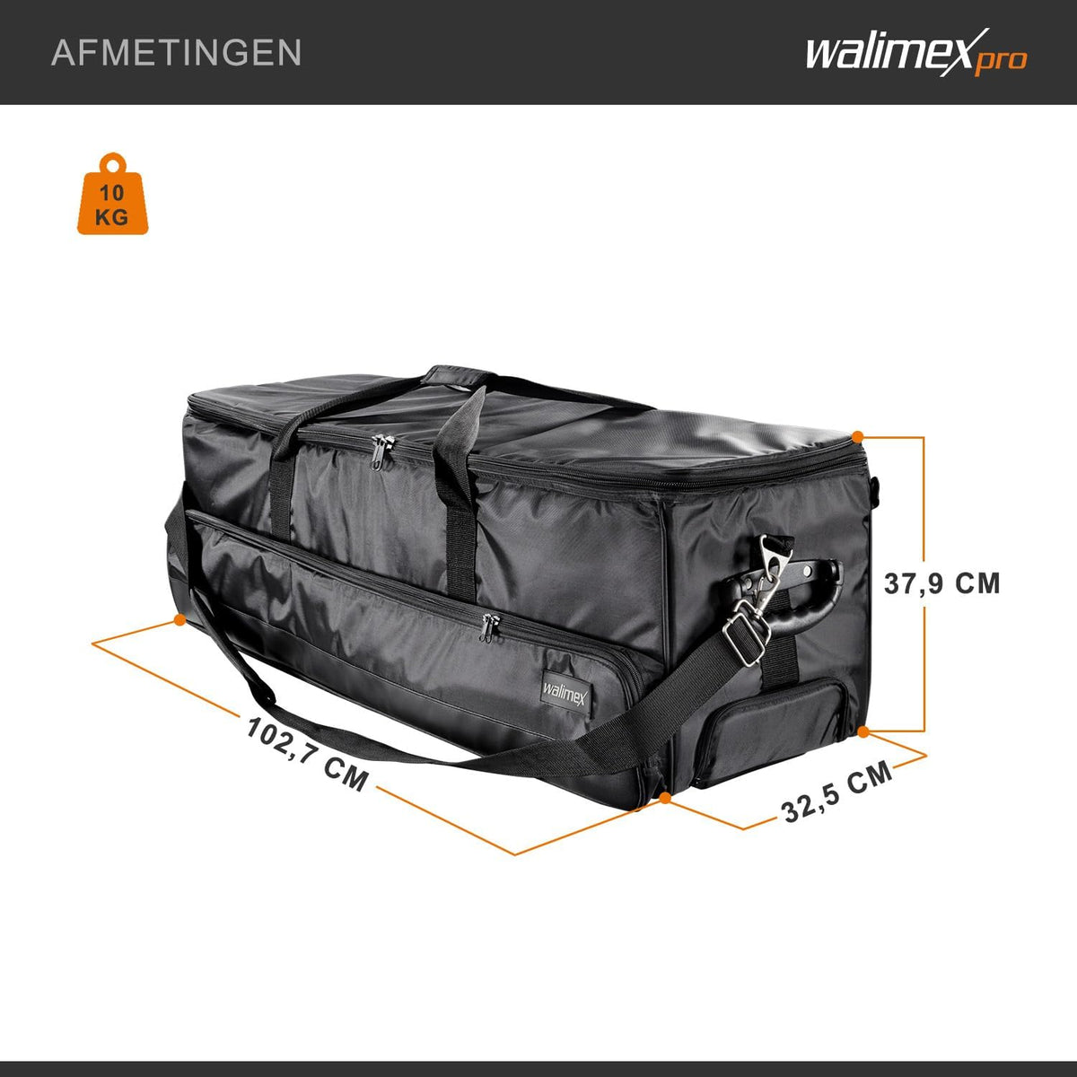 Walimex pro Studio-Trolley XL (incl. uittrekbare trolleygreep, gevoerde schouderriem, variabele binnenindeling), zwart