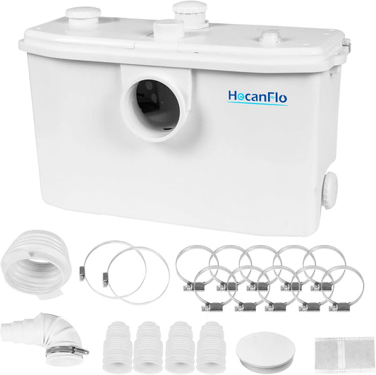 750W Afvalwaterpompen, Hoogrendement Rioolwaterpomp, Kelder Keuken Badkamer Slaapkamerpomp, Rioolwaterbehandelingspomp voor Wasserij en Gootsteen, 4 Inlaten & 2 Uitlaten Bomba de agua FLO750W