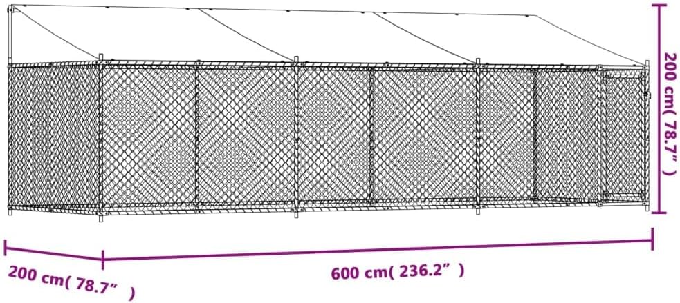 Buitenren voor Kleine Dieren – Kippenren – Konijnenhok – Dierenkooi – Buitenhok – Gegalvaniseerd Staal – Waterafstotend Dak en Afsluitbare Deur 6x2x2m