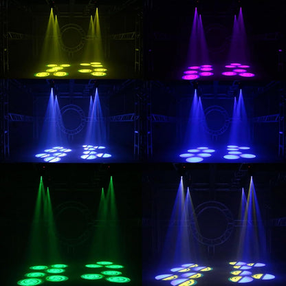 SHEHDS 80W LED Spotlights met 8 Kleuren 8 Gobos DJ Lichten Bewegende Hoofd Licht 3-Facet Draaibaar Prisma Elektronische Focus Geluid Geactiveerd DMX Controle Podium Licht