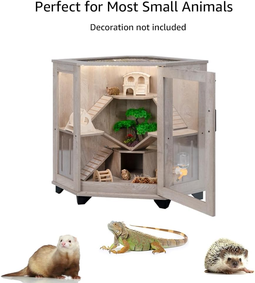 unipaws Chinchilla's kooi met helling, rattenkooi met huis, egelkooi, critter natie kooi voor hamster, muizen, helder acryl, hoek kooi voor kleine dieren