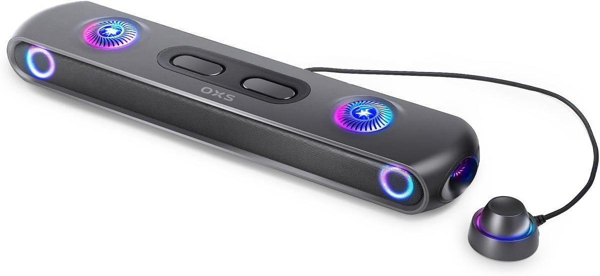 OXS Thunder Pro Gaming Soundbar 5.1.2 Dolby Atmos, versterkte bassen, bluetooth multi-device aansluiting, geïntegreerde subwoofer, 3 Pro gamermodi, slank togle-design, voor pc's, gameconsoles