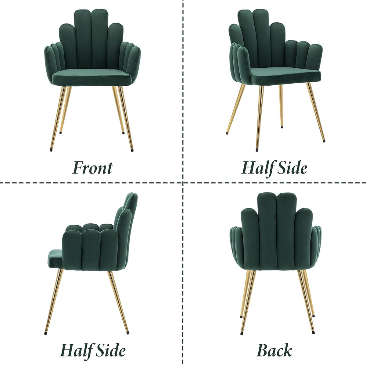 chairus Set of 2 Velvet Dining Chairs Kitchen Upholstered Seat Recliner Bedroom Living Room Accent Chair with Metal Legs (Green) - QUORE