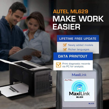 Autel ML629 OBD2-diagnoseapparaat, auto-uitleesapparaat, alle OBDII-dieselmotoren, benzinemotor, airbag, antiblokkeersysteem, motor, transmissiesysteem, diepe diagnose, 14 talen, Duits incl.