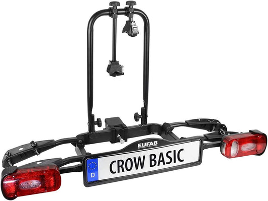EUFAB 11569 fietsendrager CROW BASIC, geschikt voor e-bike, gedeeltelijk voorgemonteerd, voor 2 fietsen, voor trekhaak,Standaard,Zwart