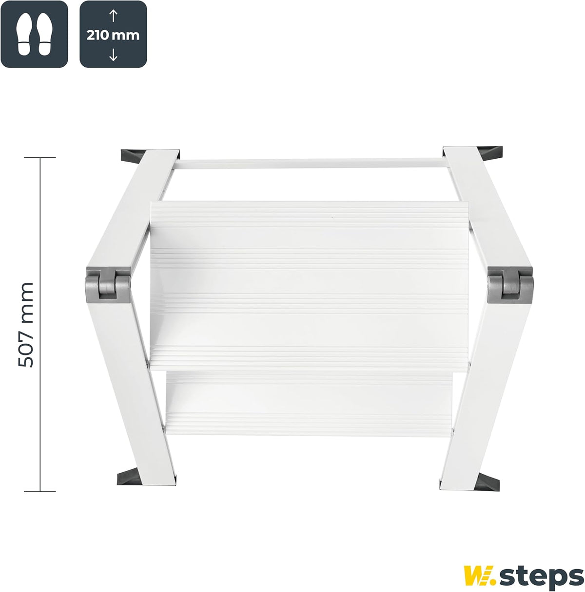 WIBE LADDERS, VIKINGSTEP Color, trapladder MIDI, 728402, extreem compacte trapladder in wit gelakt