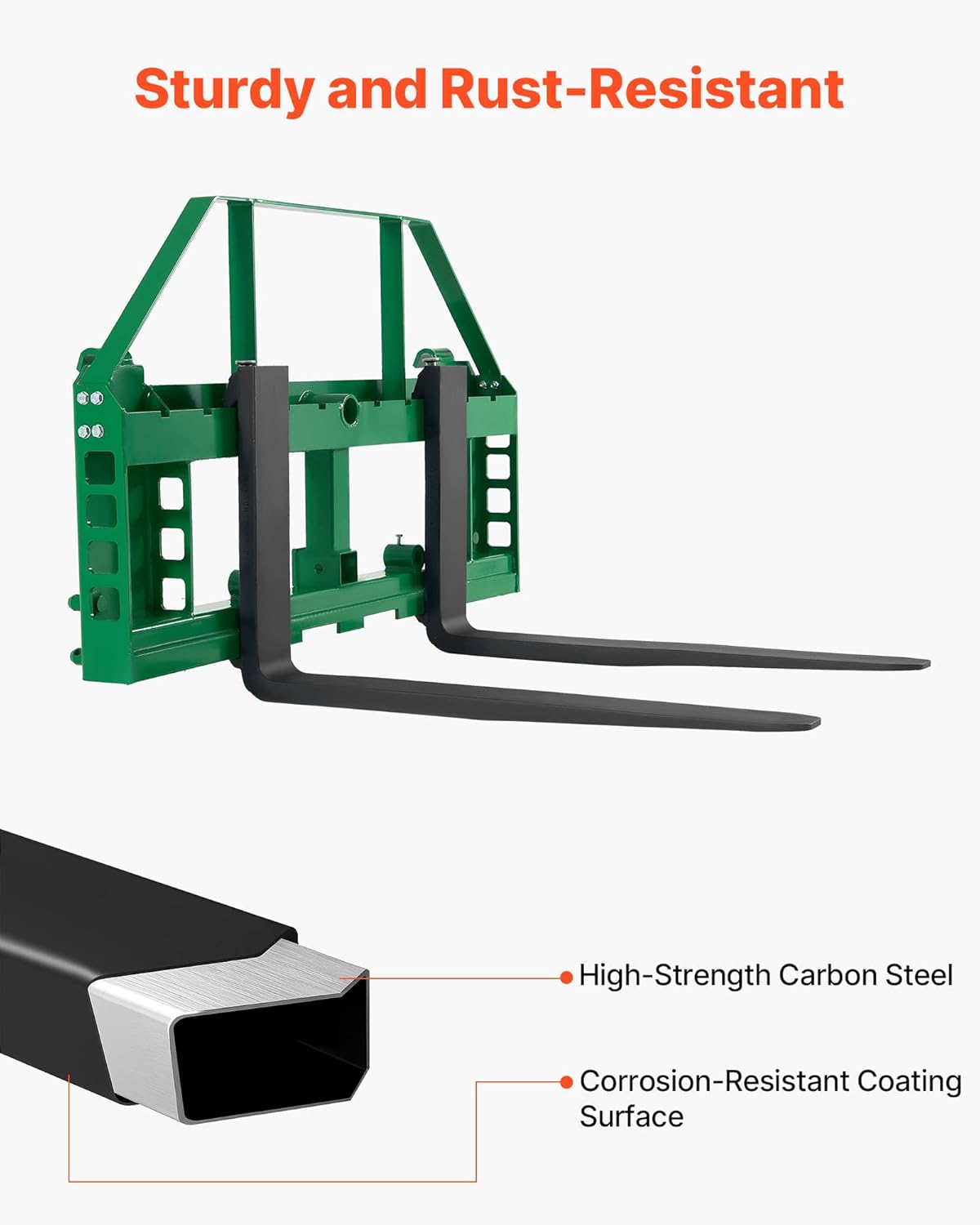 VEVOR Quick attachment, 1810 kg load capacity, pallet fork frame with 915 mm long forks, forklift knives, 5 cm hitch and spearhead sleeves, suitable for JD tractors