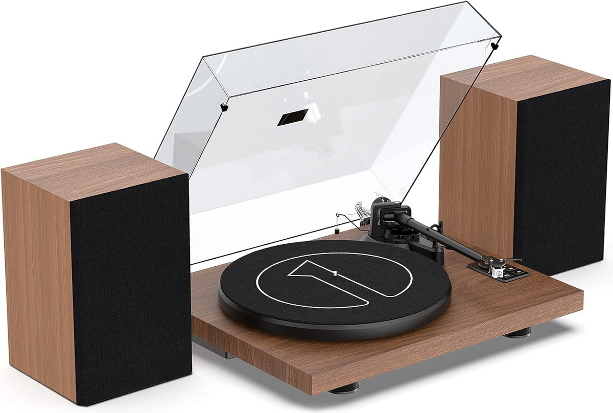 HiFi Platenspeler met Luidsprekers – Draaitafel – Vinylspeler – LP Speler – All-In-One Platenspeler – Bluetooth Streaming – USB Digitalisering