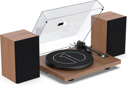 HiFi Platenspeler met Luidsprekers – Draaitafel – Vinylspeler – LP Speler – All-In-One Platenspeler – Bluetooth Streaming – USB Digitalisering
