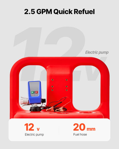 Brandstoftrolley – Draagbare Brandstoftank – Jerrycan – Benzinetank – Dieseltank – Rood – 121 Liter – Elektrische Brandstoftransferpomp 9,46 L/Min Met Auto-Stop Sensormondstuk