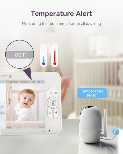 Babyfoon met 1080p camera, 7 inch, 720P HD-video, babymonitor met camera zonder wifi, 6000 mAh batterij, IR-nachtzicht, groothoeklens, 2-weg audio, vox-modus, 300 m bereik
