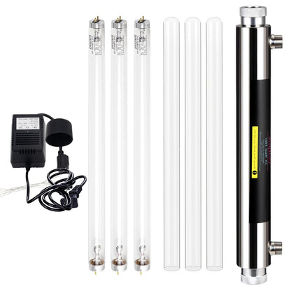 UV Waterfilter Systeem – Waterzuiveraar – Waterfilter – Waterontsmetter – Waterzuiveringsunit – 3 UV-filters & Kwartsbuizen – Roestvrijstalen Behuizing