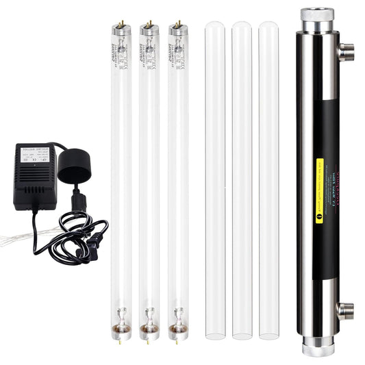 UV Waterfilter Systeem – Waterzuiveraar – Waterfilter – Waterontsmetter – Waterzuiveringsunit – 3 UV-filters & Kwartsbuizen – Roestvrijstalen Behuizing