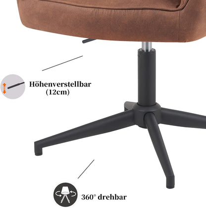 DUBI Möbel Mika-Elin Dining Room Chair, Brown, Frame 360° Rotatable, Height Adjustable, Metal Powder-Coated Matt Black - QUORE