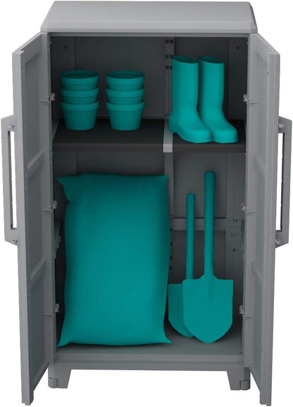 Terry, Transforming Modular 3 high cabinet for outdoor, 2 doors, material: plastic, dimensions: 78 x 43.7 x 143 cm - QUORE